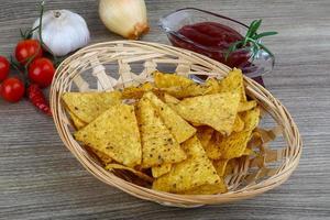 Nachos on wood photo