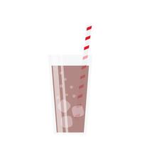 Cola in a glass with a straw. Cola with ice. Diet Cola. Cooling drink. Vector illustration isolated on white background