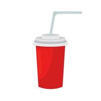 vaso rojo con bebida fría. ilustración vectorial aislada en un fondo blanco vector