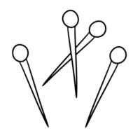 Monochrome Set of metal pins for a seamstress, vector illustration in cartoon style on a white background