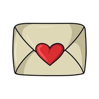 Love letter, Large vintage closed envelope with a heart, vector illustration in cartoon style on a white background