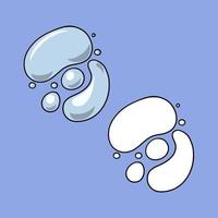 A set of images, Round water drops, splashes, vector illustration in cartoon style on a colored background