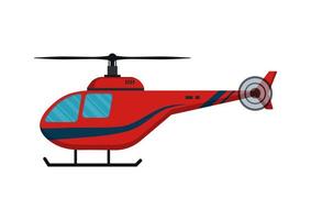 Red Helicopter In Flat Style Vector