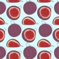Pattern With Outline Juicy Figs Colorful For Textile, Package Vector Illustration