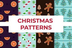 Collection Of Christmas Patterns For Package Vector Illustration In Flat Style