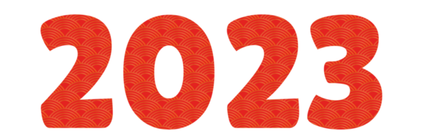 Chinese 2023 New Year Gradient Numeric. Zodiac Number with Arch Ornament png