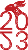 2023 Neujahrshase numerisch mit weißem Blumenornament png