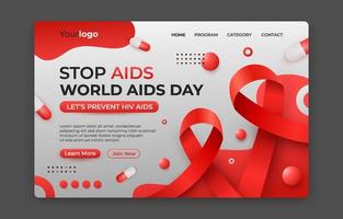 World Aids Day with Ribbon Landing Page vector