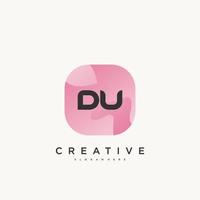 DU Initial Letter logo icon design template elements with wave colorful vector