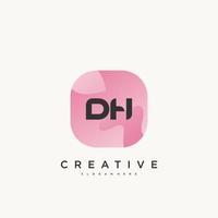 DH Initial Letter logo icon design template elements with wave colorful vector