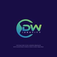DW Initial letter circular line logo template vector with gradient color blend