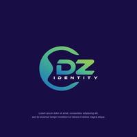 DZ Initial letter circular line logo template vector with gradient color blend