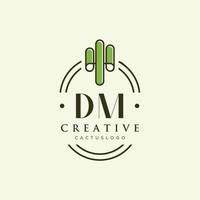 dm letra inicial vector de logotipo de cactus verde