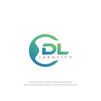 DL Initial letter circular line logo template vector with gradient color blend