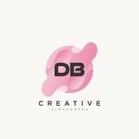 DB Initial Letter logo icon design template elements with wave colorful vector