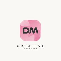 DM Initial Letter logo icon design template elements with wave colorful vector