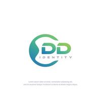 DD Initial letter circular line logo template vector with gradient color blend