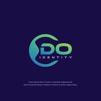 DO Initial letter circular line logo template vector with gradient color blend