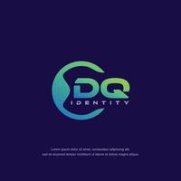 DQ Initial letter circular line logo template vector with gradient color blend