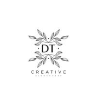 DT Initial Letter Flower Logo Template Vector premium vector art