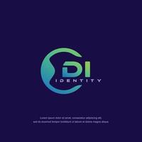 DI Initial letter circular line logo template vector with gradient color blend