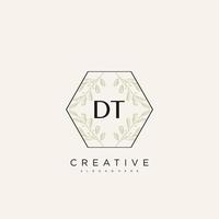 DT Initial Letter Flower Logo Template Vector premium vector art