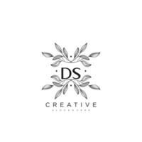 DS Initial Letter Flower Logo Template Vector premium vector art