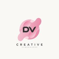 Elementos de plantilla de diseño de icono de logotipo de letra inicial dv con colorido de onda vector