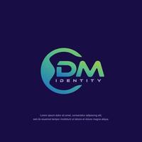 DM Initial letter circular line logo template vector with gradient color blend