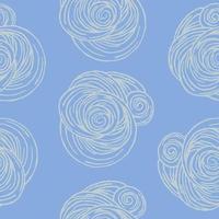 Seamless pattern, floral spiral lines on blue background. Vector illustration