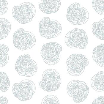 Seamless pattern, abstract spiral lines on white background. Design for textile, fabric and paper. Vector illustration