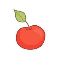 Red apple in cartoon style. Hand drawn fruit. Vector art isolated on white background.