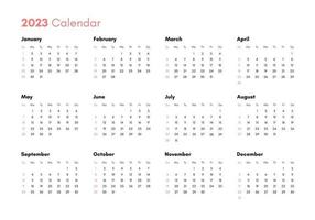 Pocket calendar on 2023 year. Horizontal view. vector