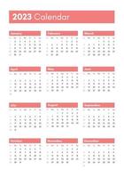 calendario de bolsillo en el año 2023. vista vertical vector