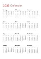 Pocket calendar on 2023 year. Vertical view vector
