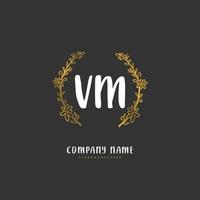 V M VM Initial handwriting and signature logo design with circle. Beautiful design handwritten logo for fashion, team, wedding, luxury logo. vector