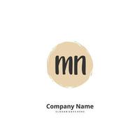 M N MN Initial handwriting and signature logo design with circle. Beautiful design handwritten logo for fashion, team, wedding, luxury logo. vector