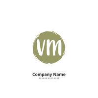 V M VM Initial handwriting and signature logo design with circle. Beautiful design handwritten logo for fashion, team, wedding, luxury logo. vector