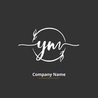 Y M YM Initial handwriting and signature logo design with circle. Beautiful design handwritten logo for fashion, team, wedding, luxury logo. vector