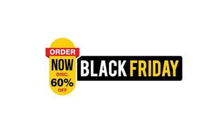 60 Percent discount black friday offer, clearance, promotion banner layout with sticker style. vector