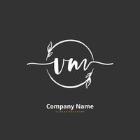 V M VM Initial handwriting and signature logo design with circle. Beautiful design handwritten logo for fashion, team, wedding, luxury logo. vector