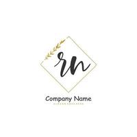 R N RN Initial handwriting and signature logo design with circle. Beautiful design handwritten logo for fashion, team, wedding, luxury logo. vector