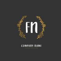F N FN Initial handwriting and signature logo design with circle. Beautiful design handwritten logo for fashion, team, wedding, luxury logo. vector