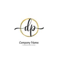 dp dp escritura a mano inicial y diseño de logotipo de firma con círculo. hermoso diseño de logotipo escrito a mano para moda, equipo, boda, logotipo de lujo. vector