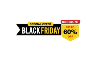 60 Percent discount black friday offer, clearance, promotion banner layout with sticker style. vector