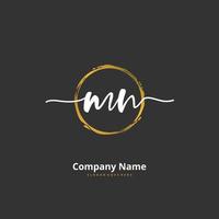 M N MN Initial handwriting and signature logo design with circle. Beautiful design handwritten logo for fashion, team, wedding, luxury logo. vector