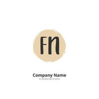 F N FN Initial handwriting and signature logo design with circle. Beautiful design handwritten logo for fashion, team, wedding, luxury logo. vector