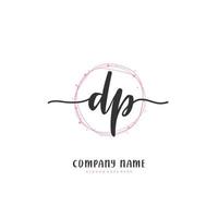 dp dp escritura a mano inicial y diseño de logotipo de firma con círculo. hermoso diseño de logotipo escrito a mano para moda, equipo, boda, logotipo de lujo. vector