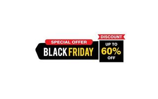 60 Percent discount black friday offer, clearance, promotion banner layout with sticker style. vector