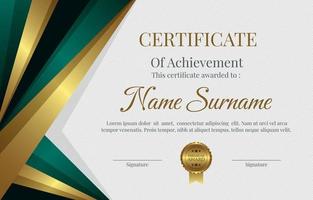 Professional Certificate Template With Green And Gold vector